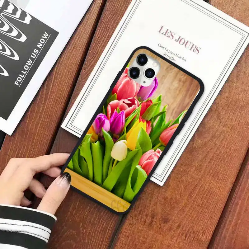 

Tulip flower pattern Phone Case for iPhone 11 12 pro XS MAX 8 7 6 6S Plus X 5S SE 2020 XR
