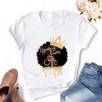 piscesaquarius queen black queen graphic print tshirt woman afro melain birthday gift t shirt femme summer fashion t shirt
