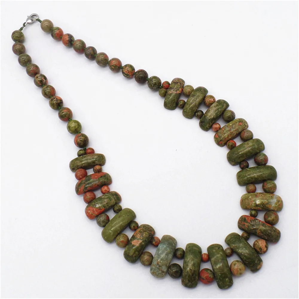 

1 Strand 25x10x8mm Wholesale Natural Green Unakite Jasper Oblong Pendant Necklace Jewelry Ornaments 16.5inch S273