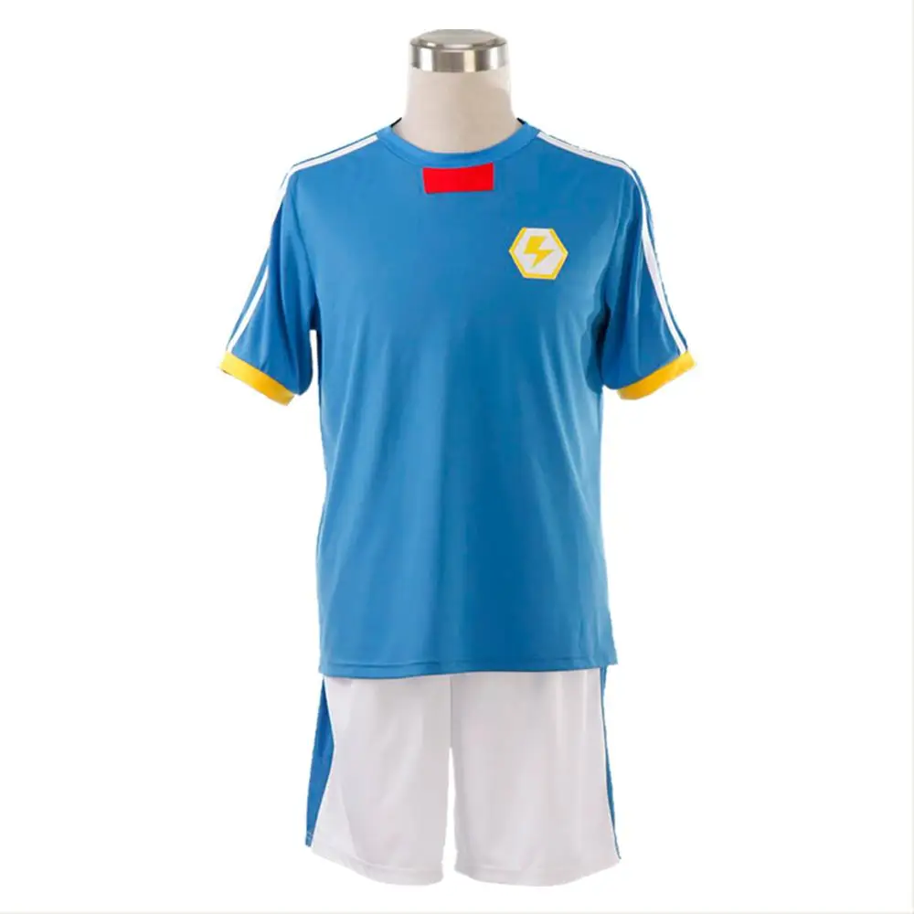 Быстрая доставка косплей костюма Gouenji Shuuya из аниме Inazuma Eleven, форма Японской футбольной команды, спортивная футболка, шорты, носки.