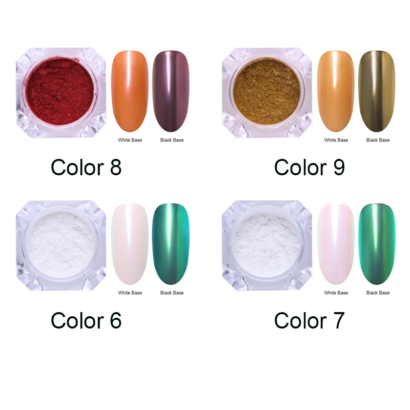 4pcs-Set 2 Яркие Блестки для ногтей порошок пыль хром пигмент пыль ослепительный салон микро Голографический лазерный порошок для DIY украшения для ногтей - Цвет: 4pcs-Set 2