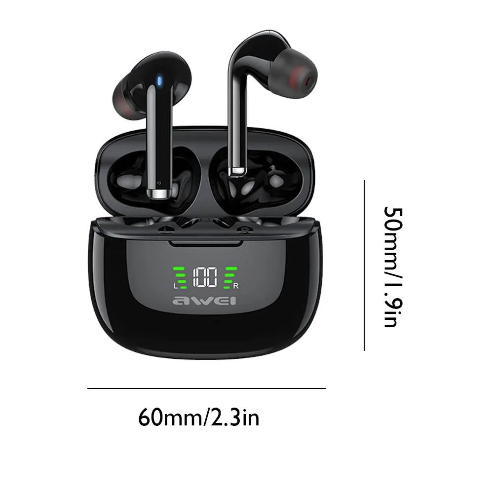 

AWEI TA8 Active Noise Cancelling Wireless Earbuds Bluetooth In Ear Headphones ANC TWS Stereo Earphones with Microphone