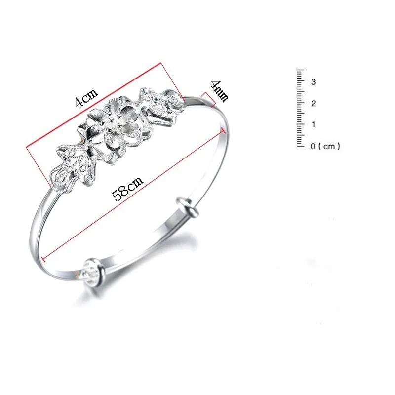Женские милые туфли-баугиния регулируемый браслет для женщин Серебряный цветок