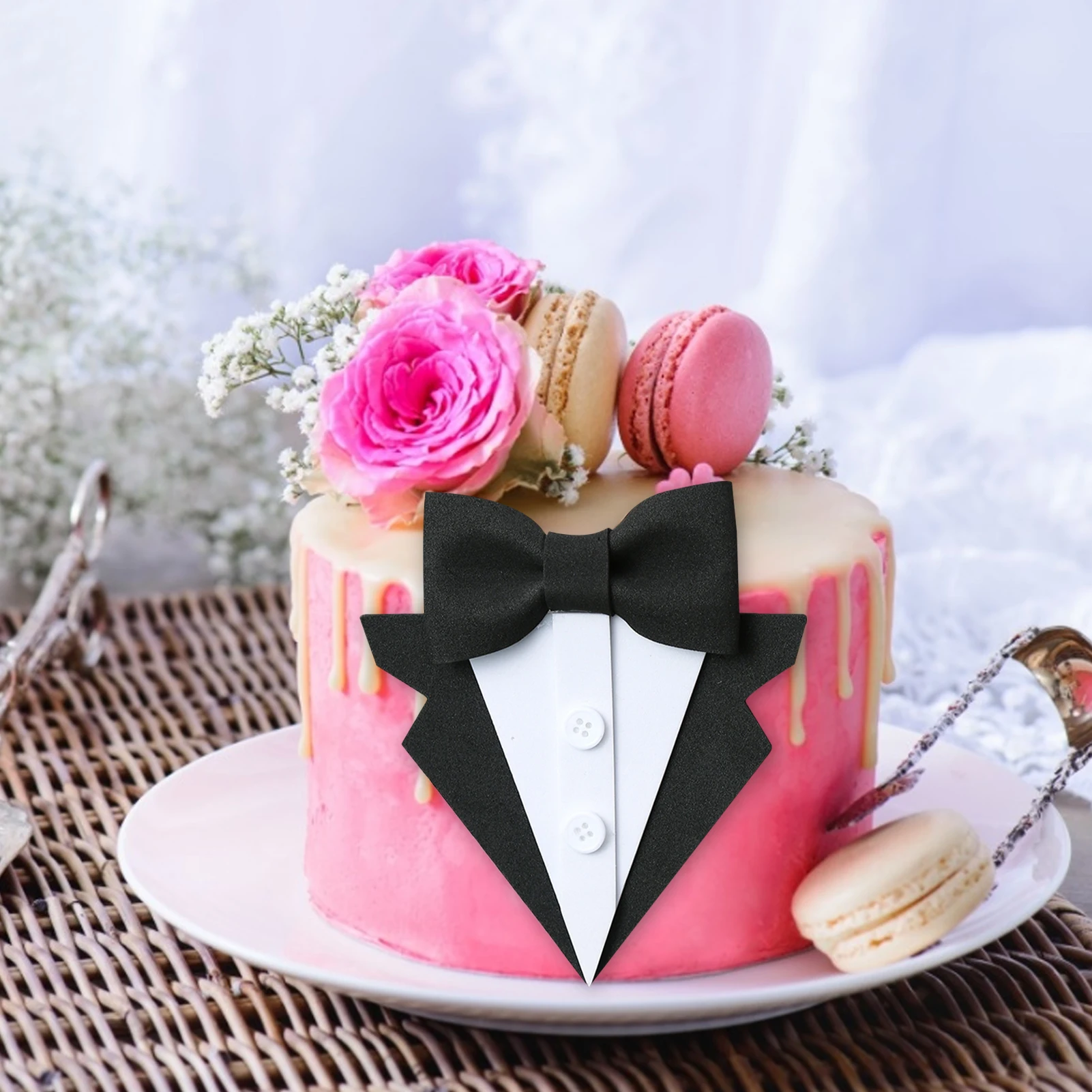 

Suit Bow Tie Cake plugin Decor Father's Day Cake Insert Card Decoration kitchen pastry Baking Dad Birthday Cake decoration card