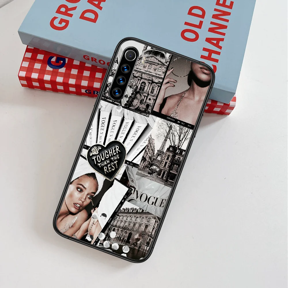 

Vogue Fashion Brand Woman Phone Case For Xiaomi Redmi Note 7 8 8T 9 9S 4X 7 7A 9A K30 Pro Ultra black Bumper Luxury Cell 3D Back