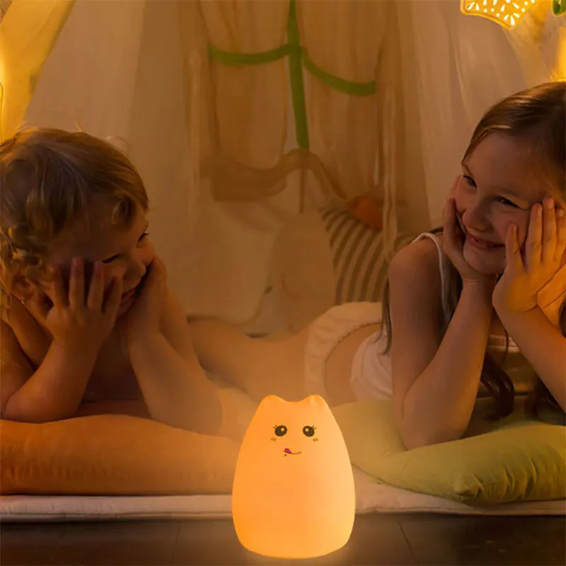 Светодиодный ночник с силиконовым сенсором для кошек USB Перезаряжаемый спальни