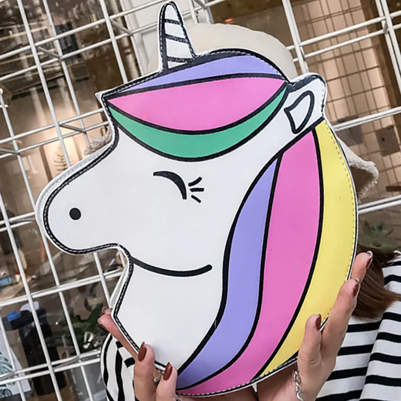

Cute Smile Animal Unicorn Design Purse for Women 2021 Young Ladies Chai Mini Wallet Shoulder Crossbody Bag Female Messenger Flap