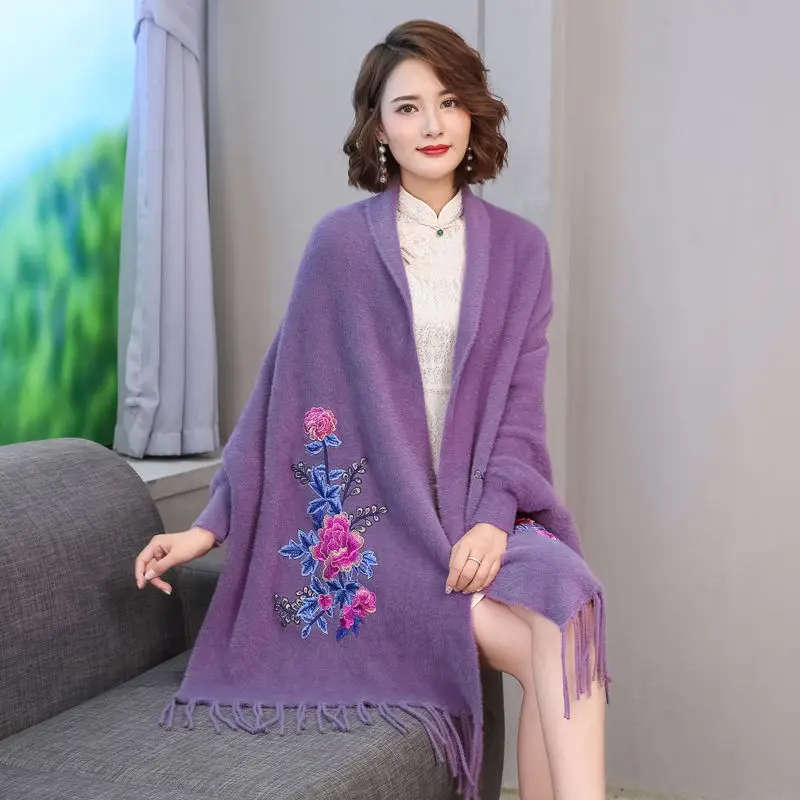 Искусственный норковый мех Cheongsam накидка шаль пальто женский Осень и зима новый