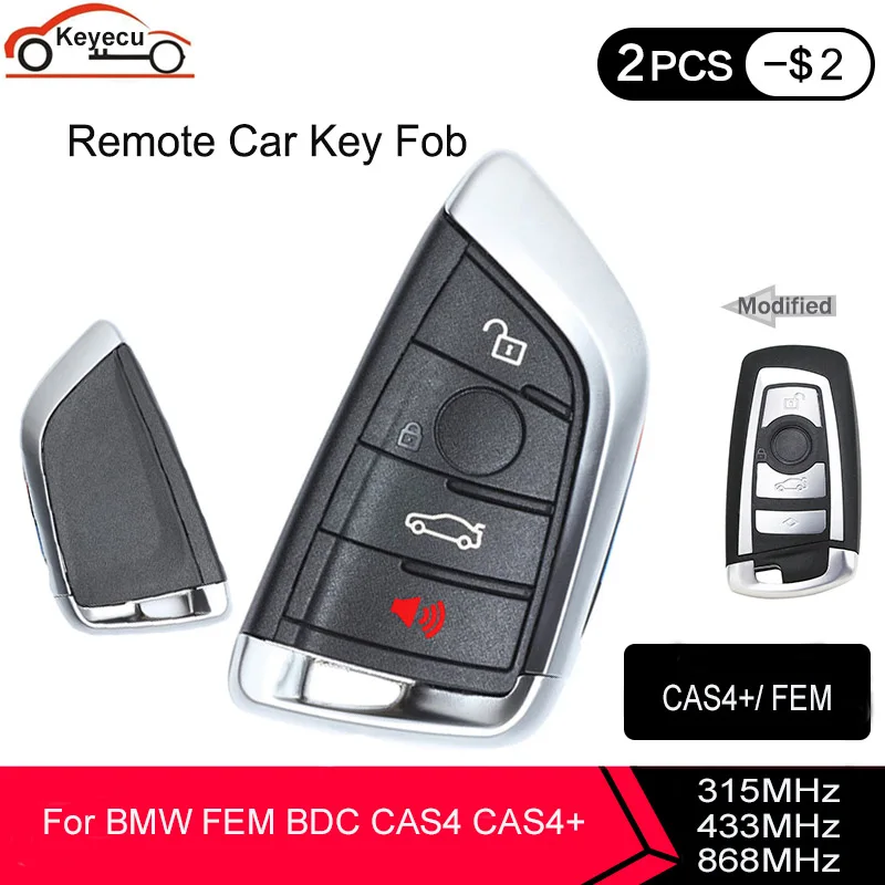 KEYECU 4 кнопки 433 МГц телефон для BMW X5 X6 2014 2016 с необработанным ключом FCCID: NBGIDGNG1