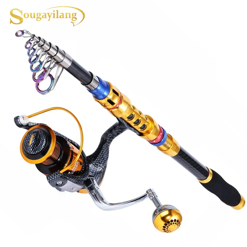 Sougayilang 1 8 м-3 3 м портативная телескопическая удочка и катушка для рыбалки