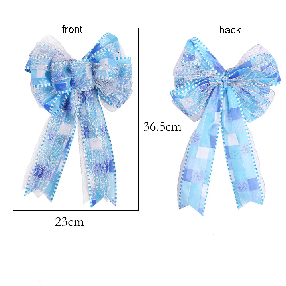 Креативный Рождественский бант ручной работы голубой двойной снежинок