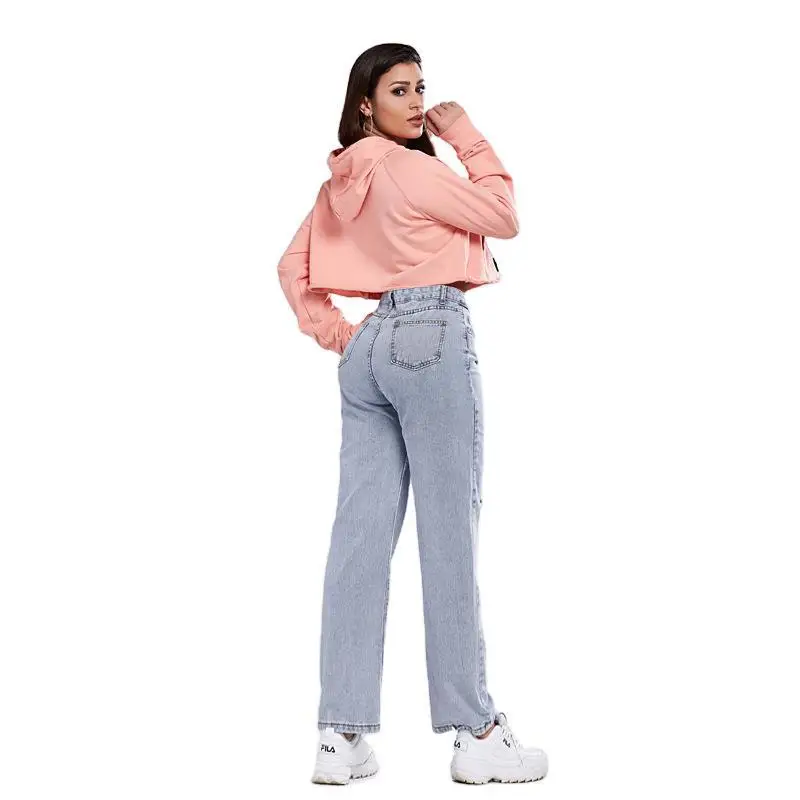 

Spring and summer jeans women European American plus size denim casual wide-leg pants