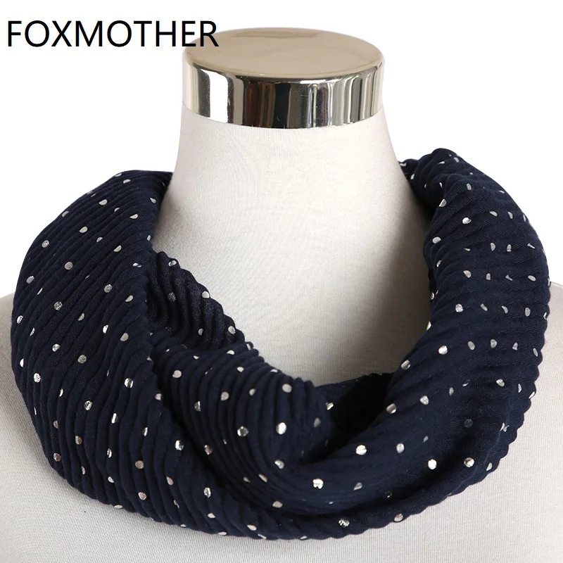 Женский теплый шарф FOXMOTHER белый или розовый в горошек короткий с кольцом