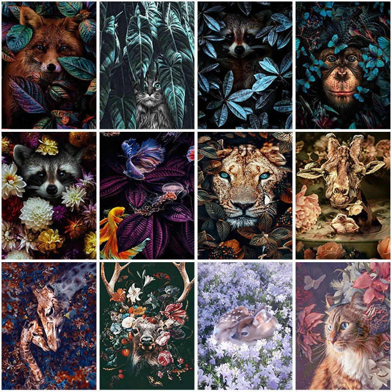 

DIY Animals 5D Diamond Painting Full Round & Square Rhinestone Mosaic Romantic Diamond Embroidery Cross Stitch Wall Art Decor