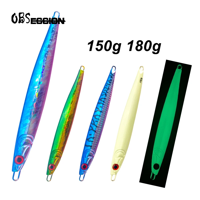 

OBSESSION 150g 180g vertical Spinner Fishing Lure Set Metal jig lure laser Sinking Artificial Hard Bait Saltwater Fishing Tackle