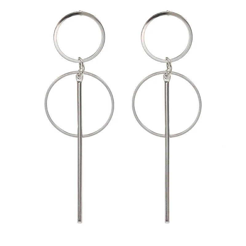 

Simple fashion gold color Silver geometric big round earrings for women fashion Vintage Earring Female drop earrings jewelry