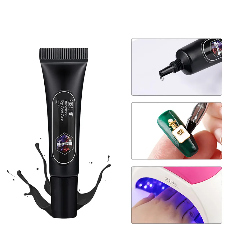 Гель лак для ногтей ROSALIND 8 мл без вытирания очистки глянцевый верхний гель стразы