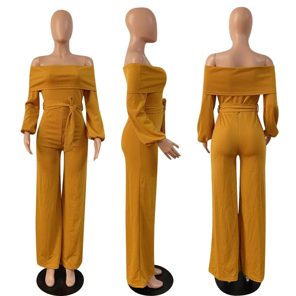 Сексуальный комбинезон с открытыми плечами трикотажный ребристый повязкой