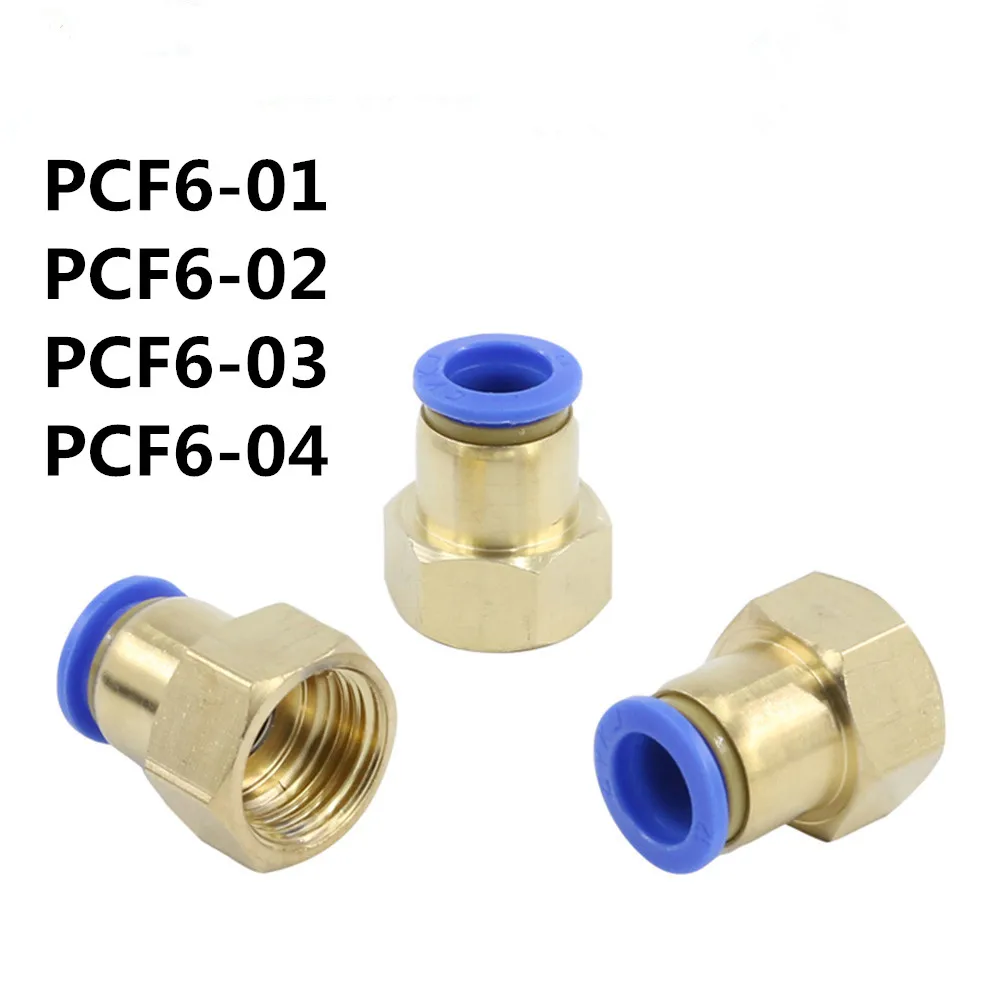 

1pcs Air Pneumatic PCF 6mm OD Hose Tube Push Into 1/4"PT 1/8" 3/8" 1/2"BSPT M5 Female thread Gas Quick Joint Connector Fitting
