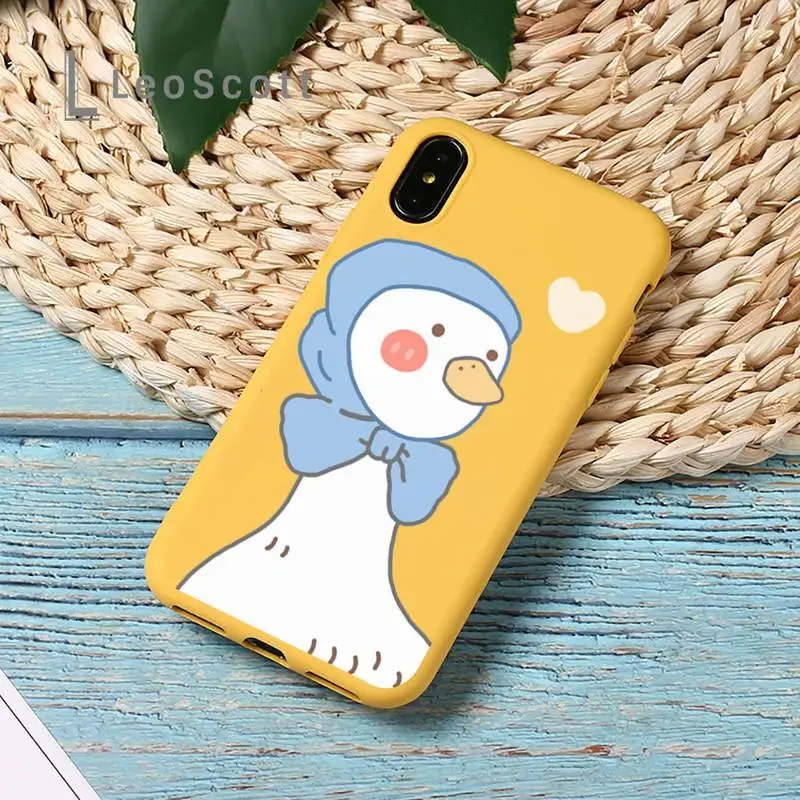 

Cartoon cute duck white creative illustration Phone Case Candy Color for iPhone 11 12 mini pro XS MAX 8 7 6 6S Plus X SE 2020 XR
