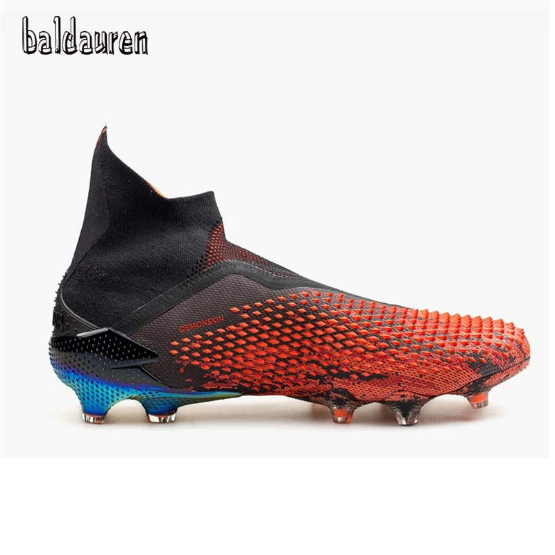 Branded Football Boots Men High Ankle Soccer Shoes For Black Red Cleats Sneakers FG Kids Sport | Спорт и развлечения