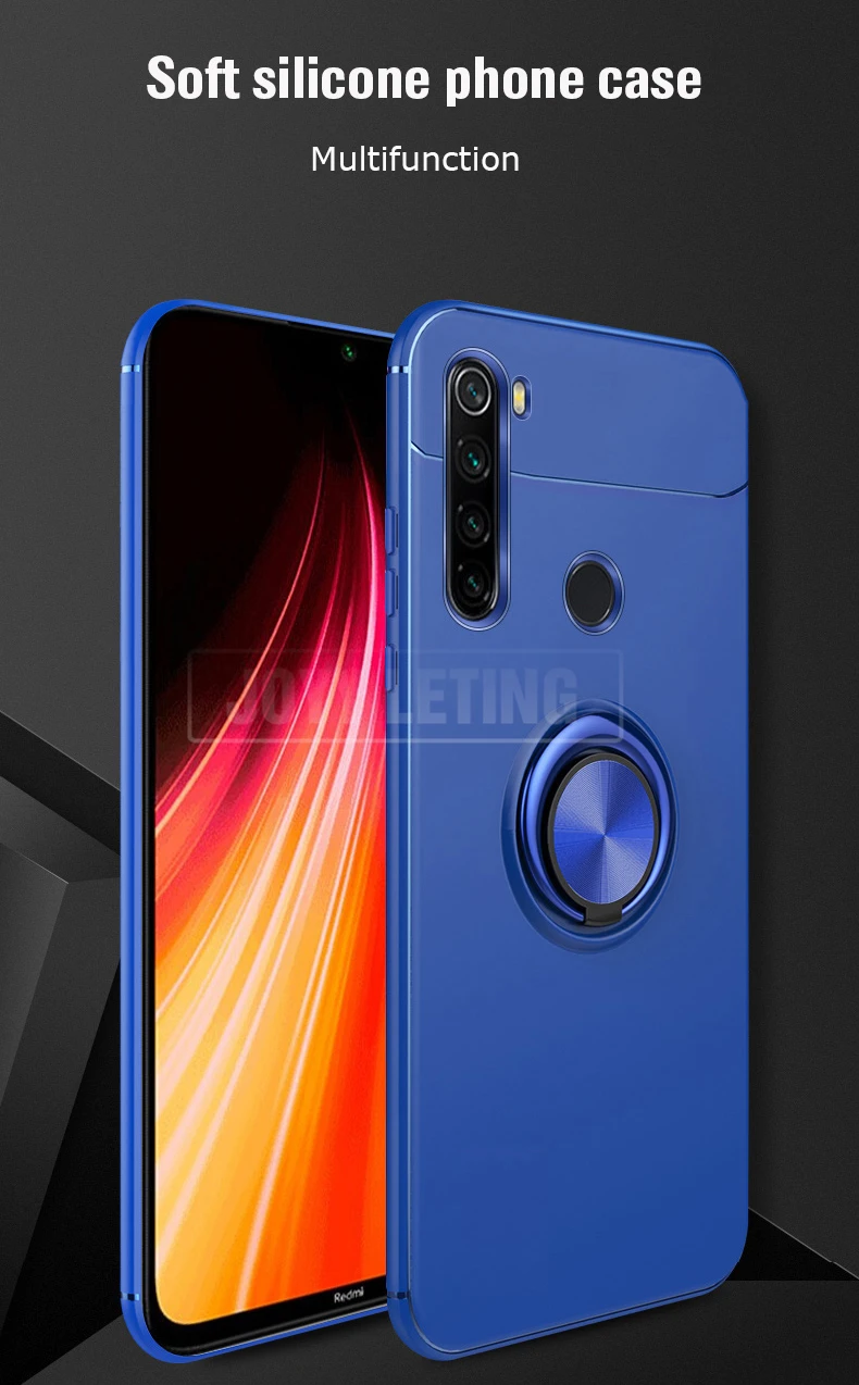 Кольцевой кронштейн, чехол для телефона для Xiaomi Redmi Note 8 Pro, чехол, Мягкий Силиконовый противоударный чехол на заднюю панель для Redmi Note 7 8 Pro, кольцевой чехол