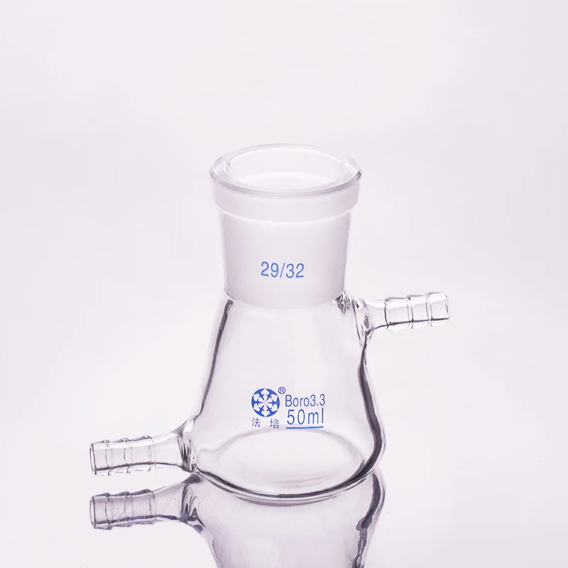 Filtering flask with side tubulature 50ml 29/32,Triangle flask with upper and bottom side tube,Filter Erlenmeyer bottle