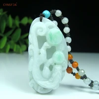 cynsfja real rare certified natural grade a burmese emerald jadeite amulets dragon jade pendant high quality carved best gifts