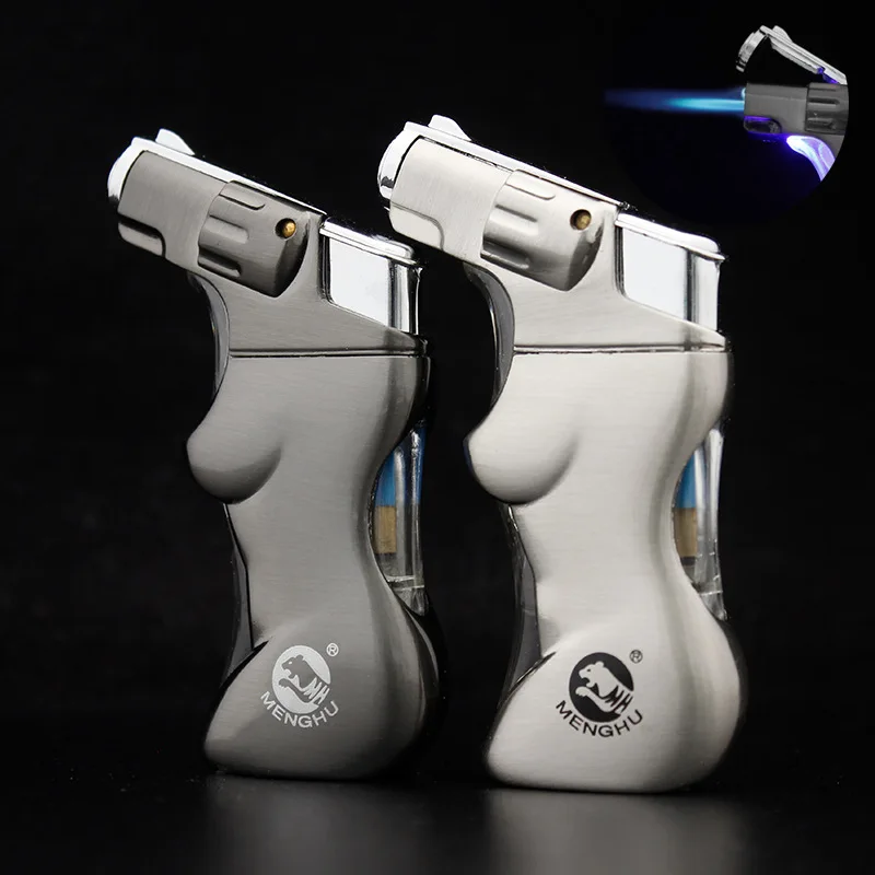 

Creative Personality Human Body Metal Blue Flame Butane Windproof Inflatable Airbrush Lighter Cigarette Accessories Men Gift