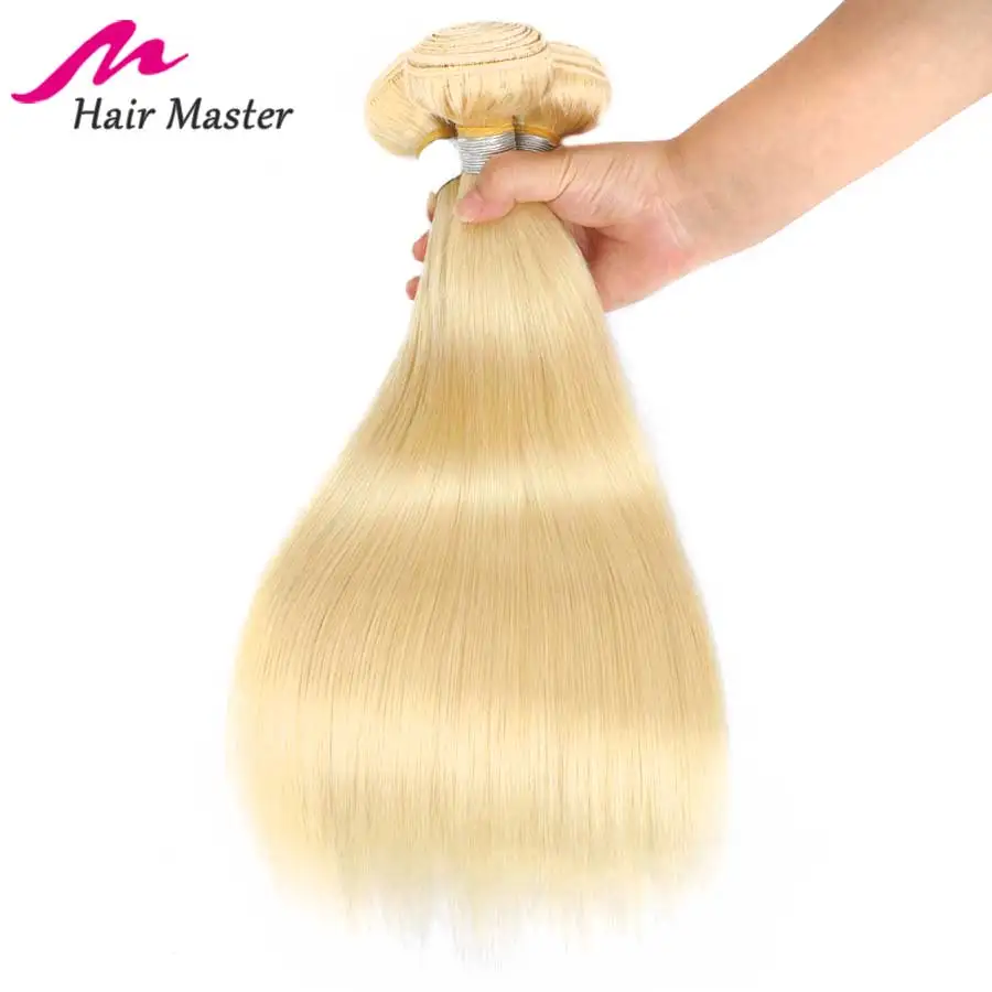 Hair Master Malaysian 613 Straight Hair Weaving 3 Platinum Bundles Remy Human Hair Honey Blonde Hair Extensions