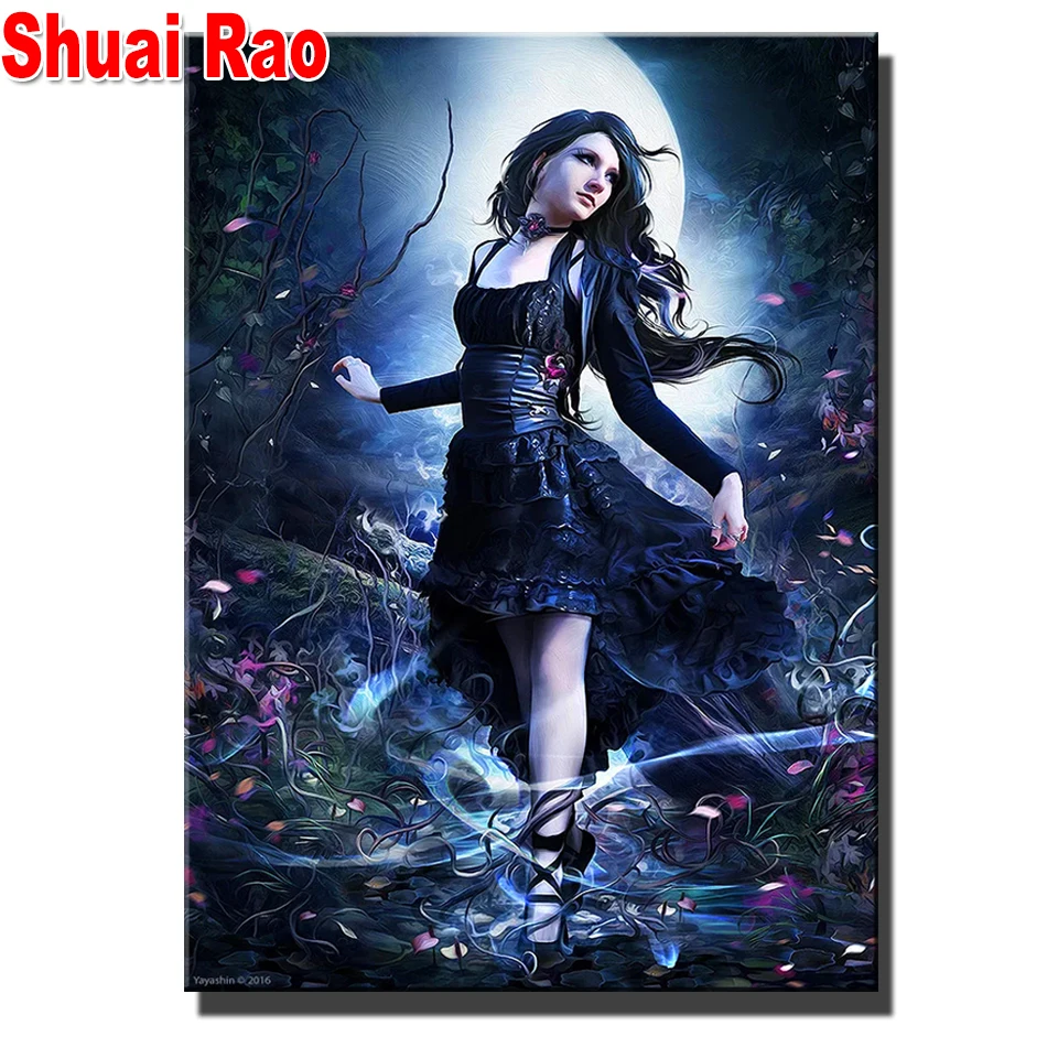 

Алмазная живопись «сделай сам», изображение леди и Луны стразы, мозаика, алмазная вышивка крестиком 5d, наборы для вышивки, квадратные, кругл...