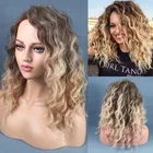 Парик GAKA для белых женщин, длинный коричневый блонд с эффектом омбре, натуральные синтетические волнистые волосы с боковой частью в афро-американском стиле