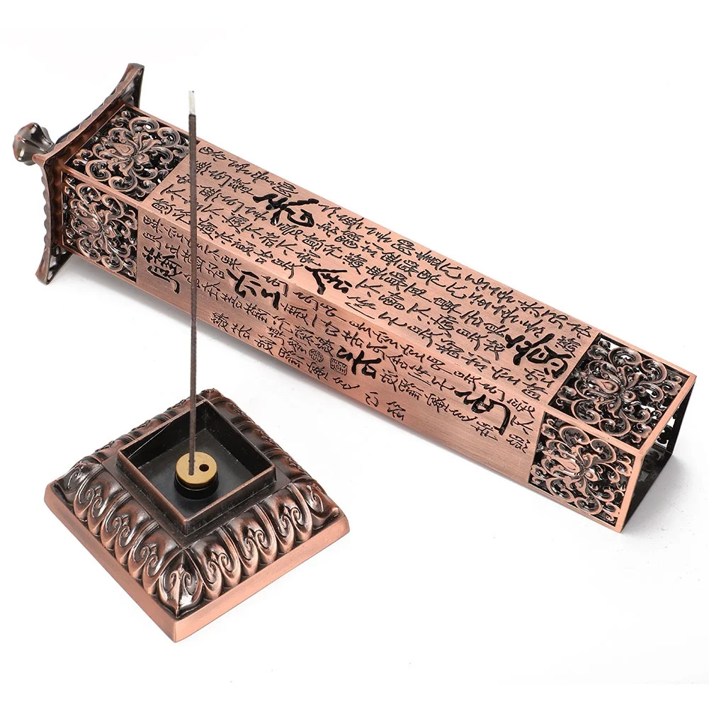 

Retro Incense Burner Red Copper T Vertical Heart Sutra Craft Ornaments Tea Room Home Fragrance Incense Stick Holder Incense Base