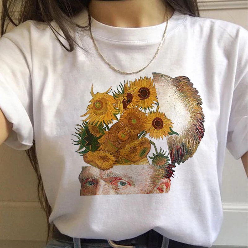 Женская Винтажная Футболка Vincent Van Gogh модная футболка в стиле Харадзюку с
