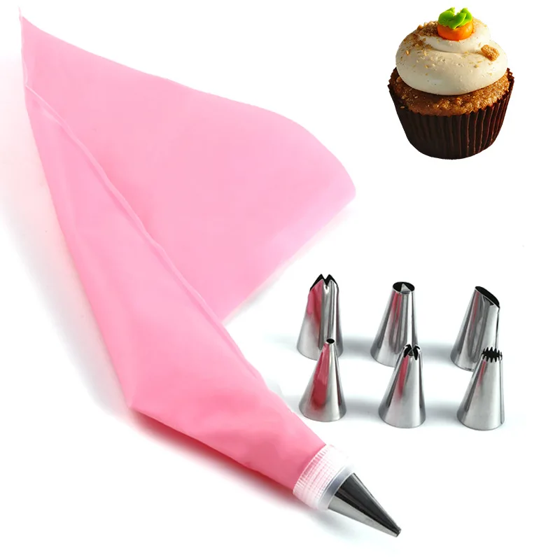 

8Pcs/Set Silicone Pastry Bag Tips Kitchen DIY Cake Icing Piping Cream Cake Decorating Tools Cupcake Baking Gadgets Accessories