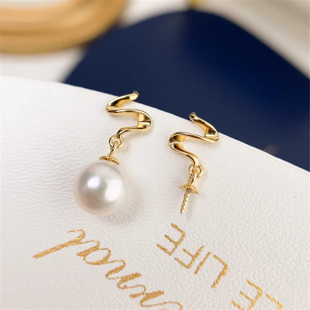 

Pearl Earring Settings Charm Jewelry Findings S925 Sterling Silver Component DIY Women Gift Handmade Making Accessories 2021 New