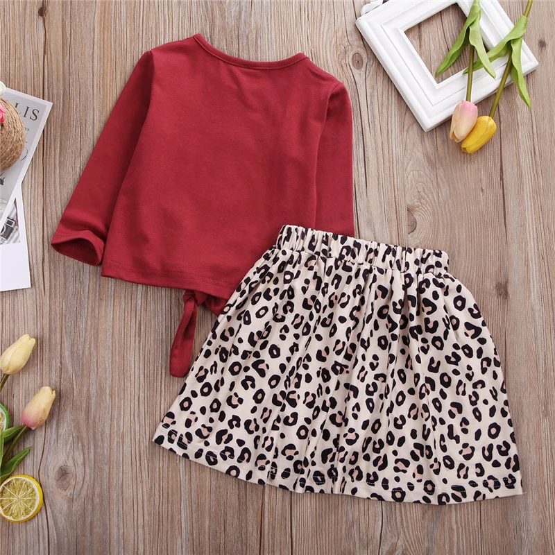 Комплект модной одежды из 2 предметов для маленьких девочек топы с длинными