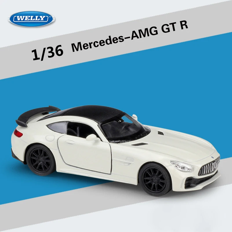 

WELLY, литый под давлением в масштабе 1:36 симулятор Mercedes-AMG GT R, спортивный автомобиль, модель автомобиля из металлического сплава, игрушечный ав...