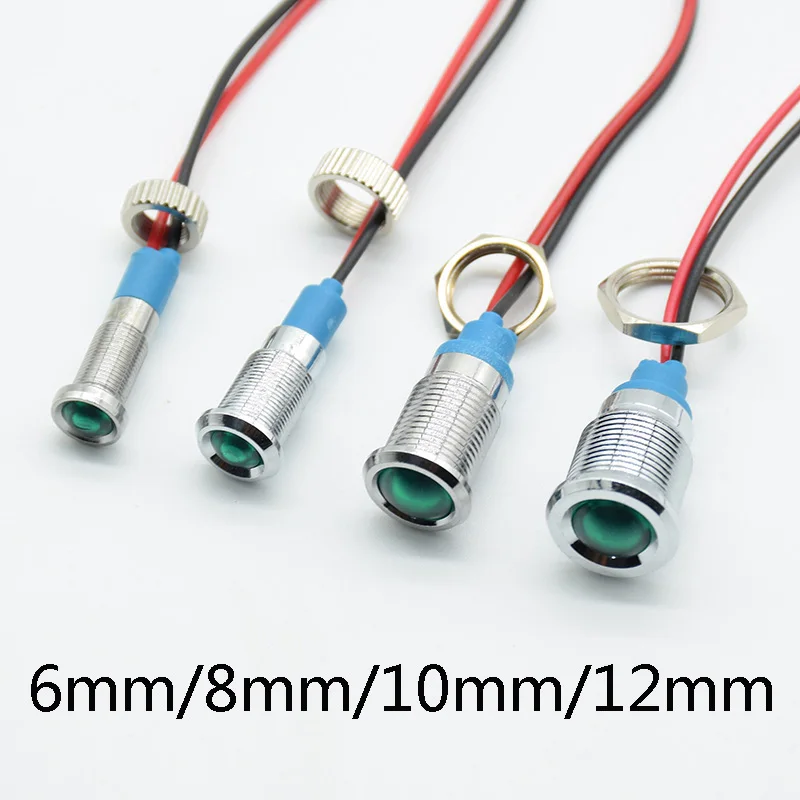 

1pc 8mm Waterproof Warning LED Metal Indicator Pilot Light Signal Lamp 6V 12V 24V 220V Machine Car Boat Working PC Power