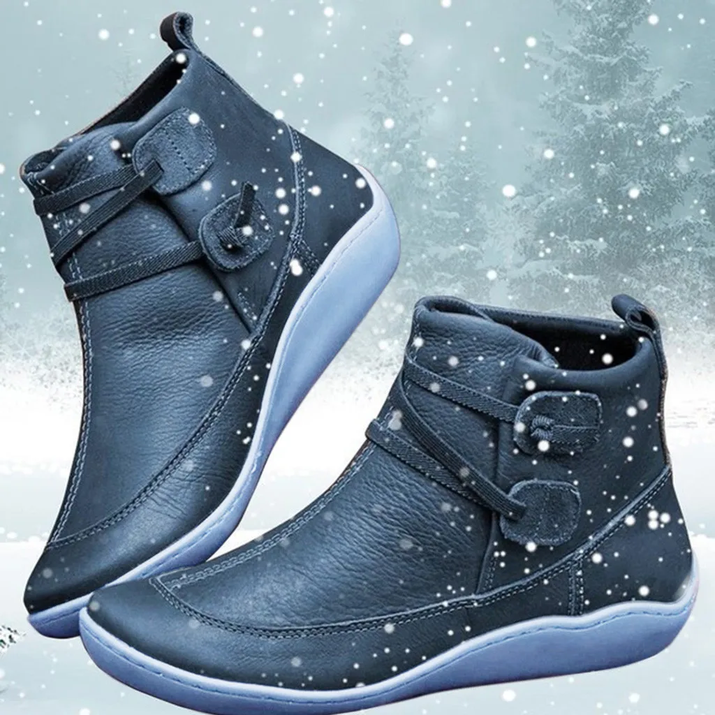 Новые женские ботинки кожаные в винтажном стиле водонепроницаемая обувь на