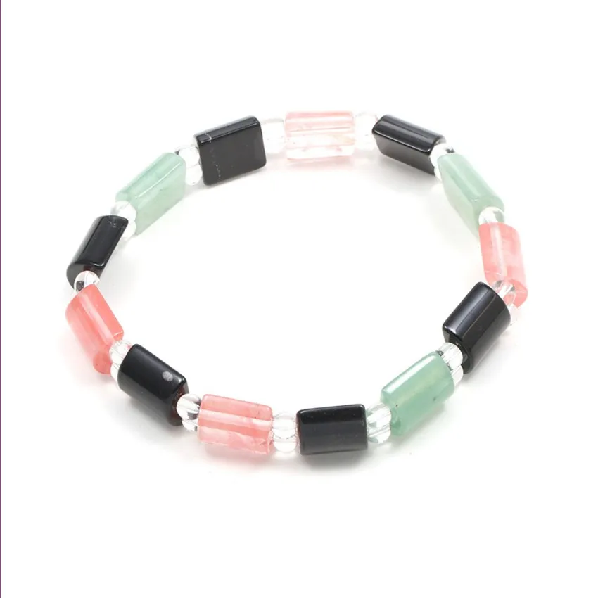 Handmade Weave Stackable Geometric Shape Many Colors Quartz Stone Elastic Bracelet for Women Ethnic Style Jewelry | Украшения и
