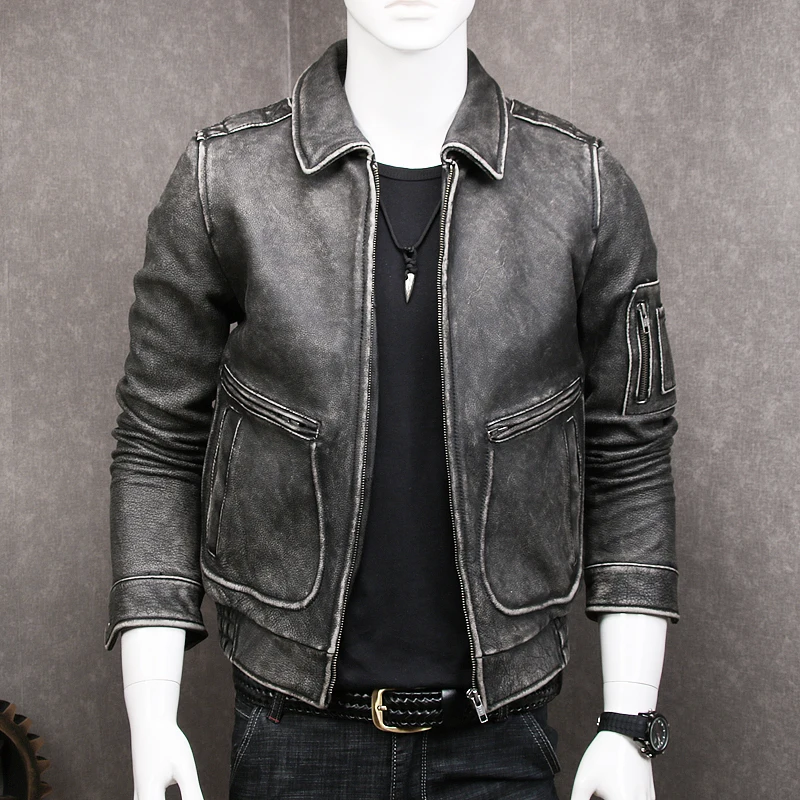 Мужская куртка пилот ВВС из коровьей кожи в стиле ретро США новинка зимы мужское