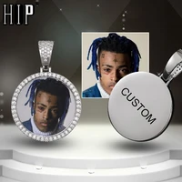 hip hop custom made photo roundness solid back iced out bling cubic zircon personalized necklace pendant for men jewelry
