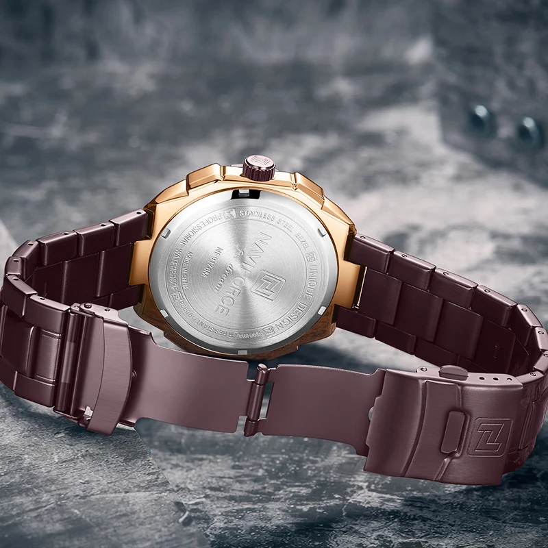 Часы наручные NAVIFORCE Мужские кварцевые деловые повседневные водонепроницаемые со