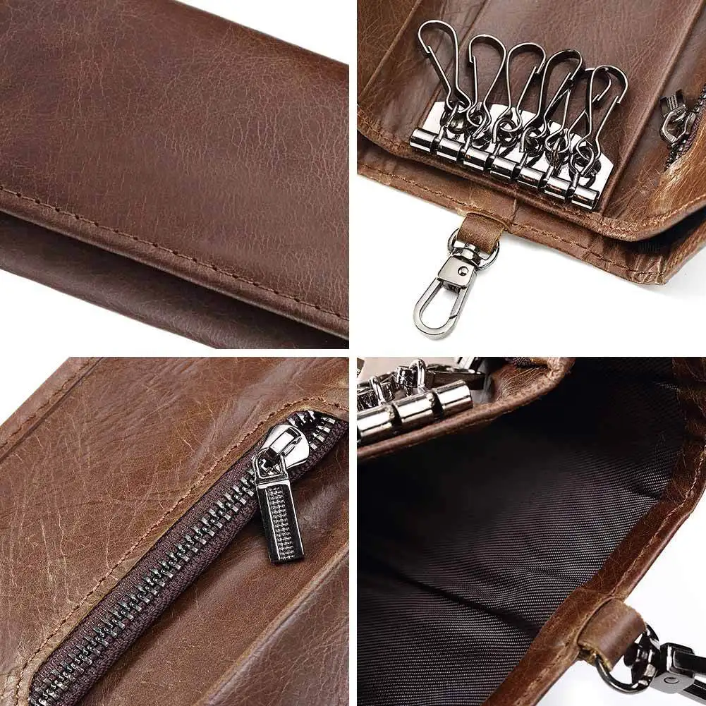 Скидка Брелок из натуральной кожи для мужчин и женщин, держатель для ключей, органайзер, чехол, корова, Сплит, Автомобильный ключ, бумажник ключница...