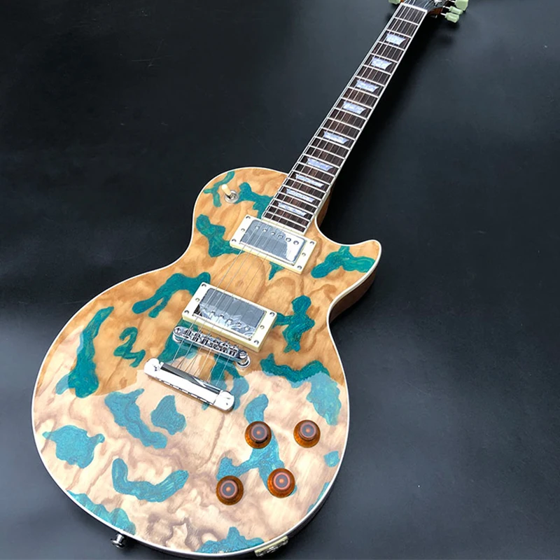 Camouflage Standard Electric Guitar Mahogany Body Quilted Maple Veneer Rosewood Fingerboard Chrome Hardware Good Performance