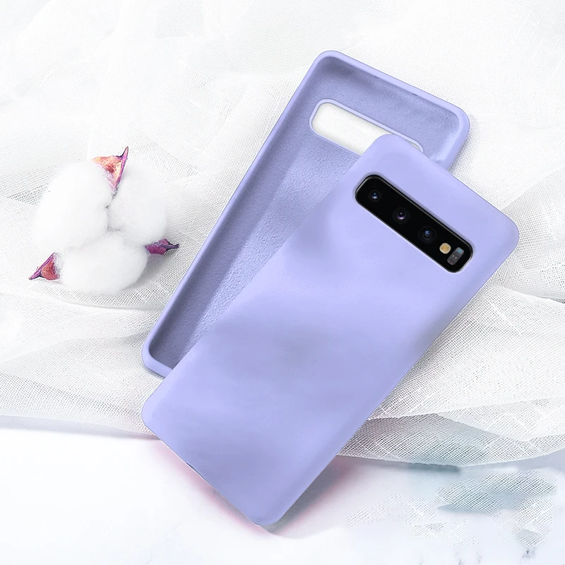Силиконовый однотонный чехол для samsung Galaxy A10 A20E A20 A30 A40 A50 A70 M20 S8 S9 S10 Примечание 10 плюс S10e жидкости Чехлы мягкие из кожи TPU чехол - Цвет: LPurple