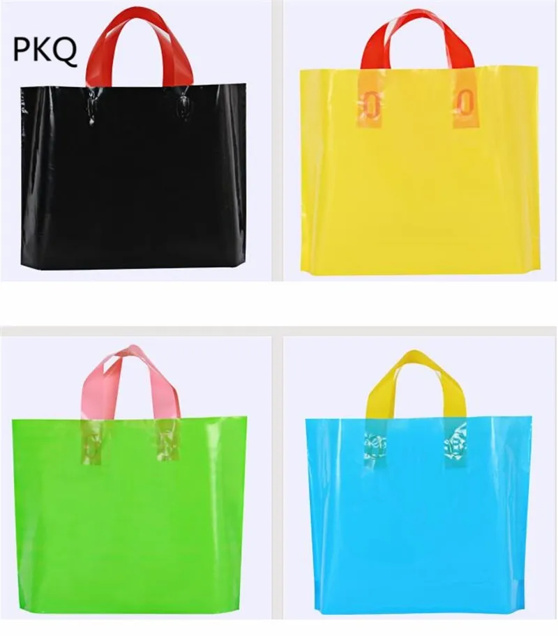 10 шт. большие упаковочные сумки с ручками одноцветная пластиковая сумка для
