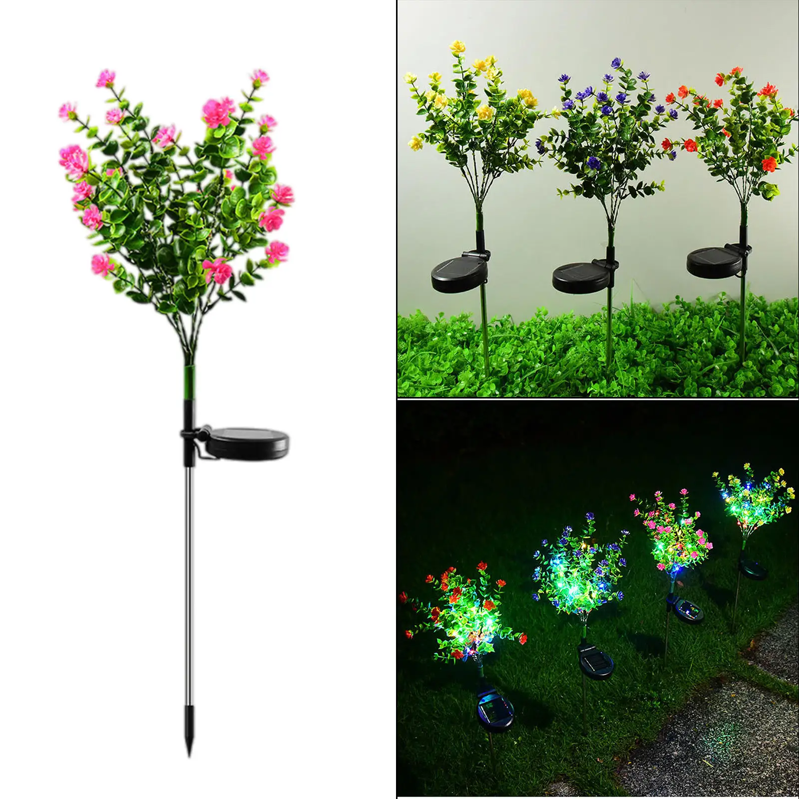 

LED Stake Lamp Solar Waterproof Landscape Small Camellia Lights for Backyard