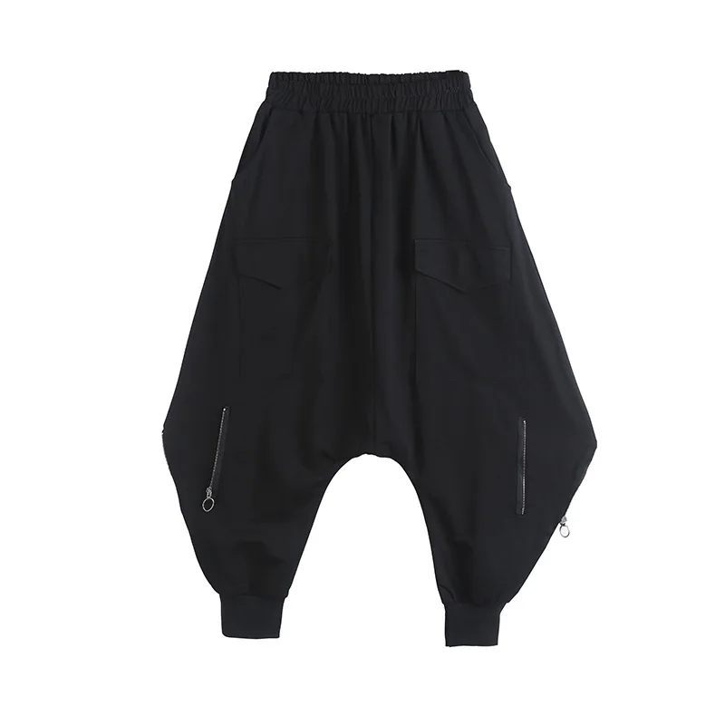 

Fashion Women 2021 Spring Autumn Winter Harem Pants Female Casual Black Elastic Waist Pockets Pants Trousers Streetwear WP281